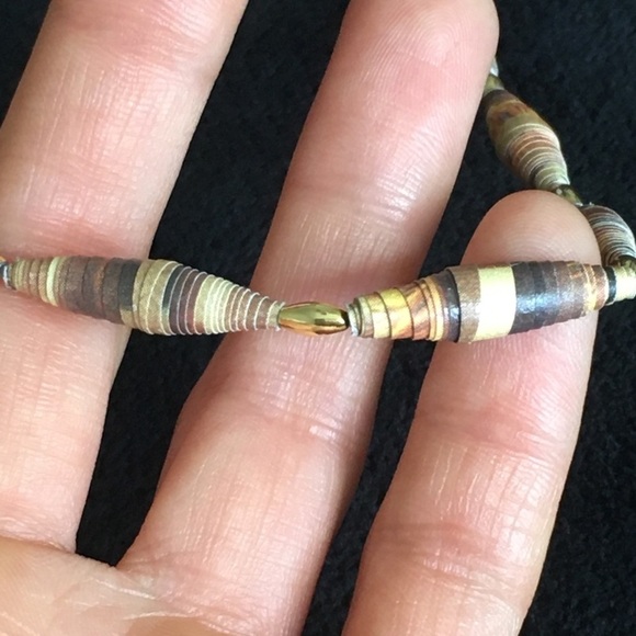 Earth Colored Paper Beaded Long Necklace - Picture 8 of 12